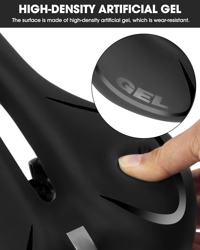 Comfortable Bike Seat for Men & Women, Waterproof Bicycle Seat, Breathable Mountain Bike Saddle, Gel Bicycle Saddle for MTB, BMX, Road Bike, City Bikes, Exercise Bikes