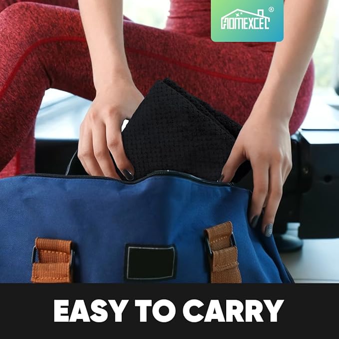 HOMEXCEL Black Gym Towels 3 Packs, (16x27 inches) Highly Absorbent Yoga Towel, Ultra Soft Hand Towels for Daily Use, Fast Drying Microfiber Workout Towels for Gym, Spa, Fitness, Camping, Hotel