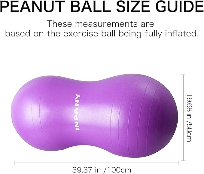INPANY Peanut Ball - Anti Burst Exercise Ball for Labor Birthing, Physical Therapy for Kids, Core Strength, Flexible Seating, Home & Gym Fintness, Sensory Chair Wiggle Seat for Boys and Girls