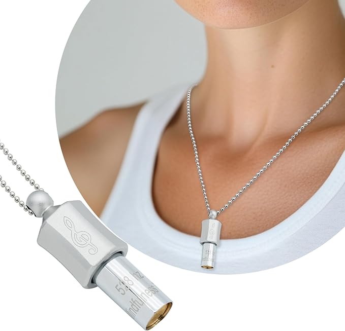 Anxiety Necklace 528 Hz Breathing Meditation Whistle Mindfulness Device for Stress Relief Calm Meditation Adjusting Breathing Anxiety Relief Necklace, Stress Relief Gift for Men and Women