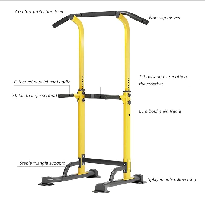 SogesPower Power Tower Dip Station Pull Up Bar for Home Gym Adjustable Height Strength Training Workout Equipment,Pull Up Bar Station