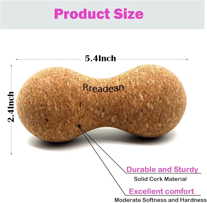 Cork Peanut Massage Ball, Lacrosse Ball Peanut Roller Massage for Rigger Point Therapy, Relax Muscles,Back Pain, Yoga & Posture Improvement