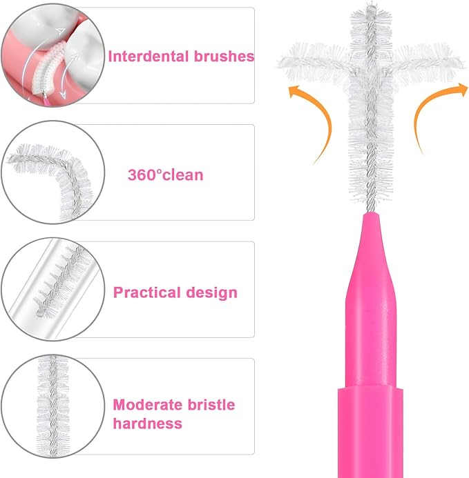 Interdental Brush 100Pcs Tooth Flossing Head Brushes Tooth Floss Picks Refill Flosser Sticks Toothpick Tooth Cleaning Tool