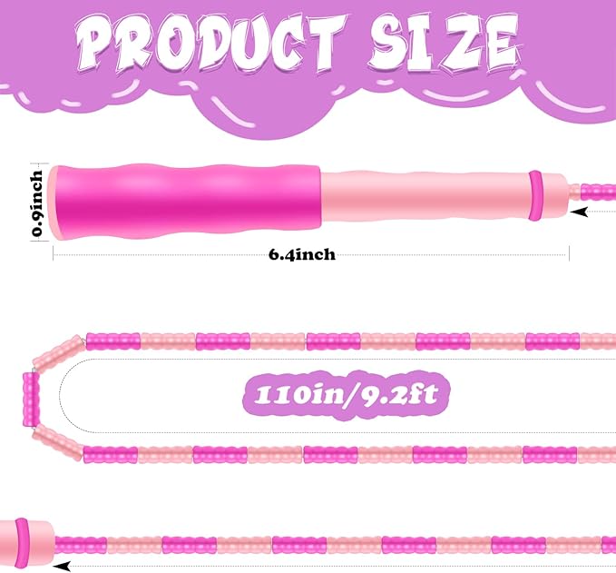 24 Pack kids Jump Ropes, Adjustable Free Segmented Skipping Rope with Soft Beaded,9.2 Feet Jumping Rope for Women Men Workout Exercise Lose Weight