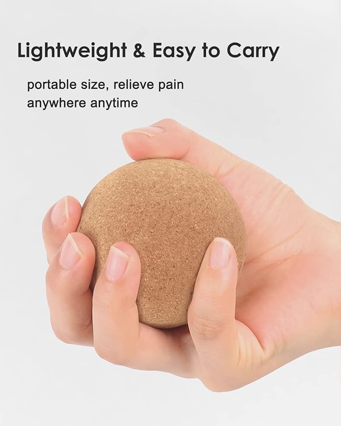 KITWILD Cork Massage Ball - High Density Fine Particles for Deep Tissue Muscle Massage, Myofascial Release, and Yoga Therapy - 2 Inch Lightweight Lacrosse Ball