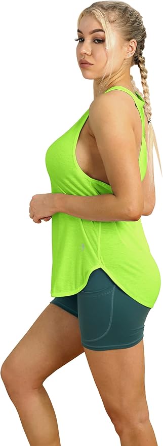 icyzone Women's Racerback Workout Athletic Running Tank Tops Loose Fit (Pack of 2)