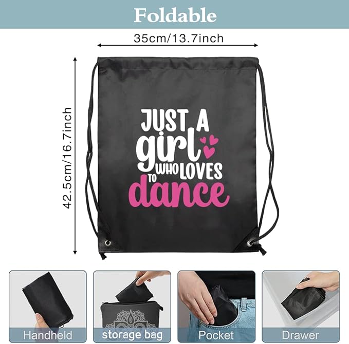 Haizct Just a Girl Who Loves to Backpack, Unisex Drawstring Backpack Bag for Gym Shopping Sport Yoga Dance Rehearsal, Great Gift for Ballet Dancer Actor Actress