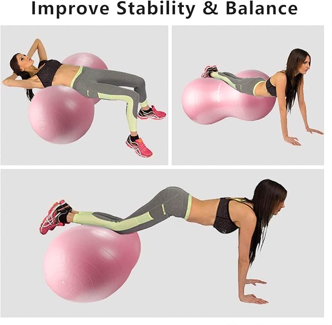 INPANY Peanut Ball - Anti Burst Exercise Ball for Labor Birthing, Physical Therapy for Kids, Core Strength, Flexible Seating, Home & Gym Fintness, Sensory Chair Wiggle Seat for Boys and Girls