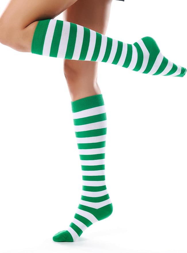 FITRELL Women's Knee High Socks Outdoor Sport Athletic Socks Casual Stripe Tube Socks 1-4 Pack