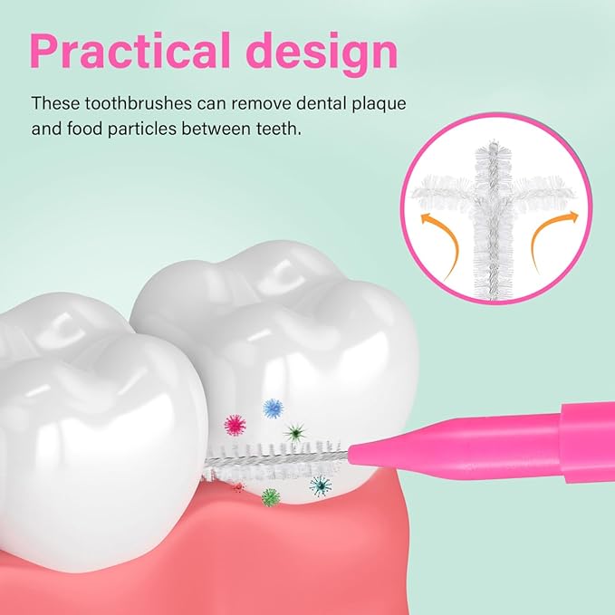 100PCS Braces Brushes Interdental Brushes Braces Flossers Braces Brush for Cleaner Toothpick Dental Flossing Head Oral Flosser Dental Picks for Teeth Cleaning(5colors)