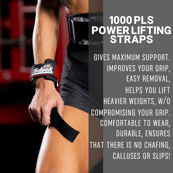 Schiek Sports 1000-PLS Deluxe Power Lifting Wrist Straps - Weight Lifting Wrist Wraps