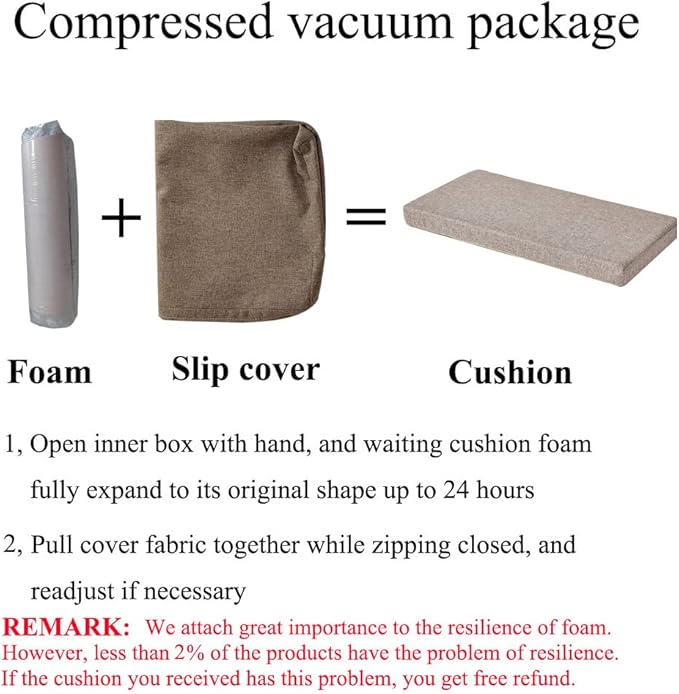 SAMTY Custom Bench Cushion Indoor Memory Foam Chair Pads Non-Slip Bottom Indoor Swing/Settee Seat Pad