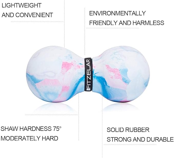 Double Lacrosse Massage Ball for Myofascial Release, SGS Certification, Massage Deep Tissue for Waist Back Feet, Trigger Point Therapy, Muscle Knots, Peanut Massage Ball for Muscle Pain