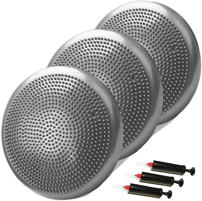 NEISHNG 3-Pack Stability Wobble Cushions with Hand Pumps, Kids Sensory Wiggle Seat for Classroom, Core Trainer Balance Disc for Gym and Home Workout (5 Color)