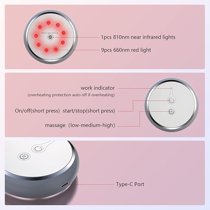 Cold Laser Therapy Device for Body, Infrared Wearable Red Light Portable Body Massager with 660nm and 810nm for Wrists, Knees, Ankle Pain Relief