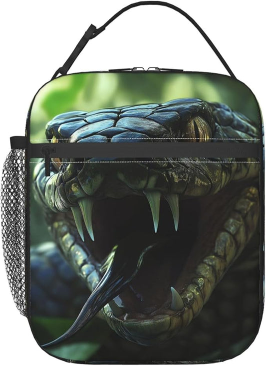 Insulated Lunch Box for Women Men, Snake Theme Lunch Box Reusable Portable Lunch Bag Cooler Tote Waterproof Lunch Container for Office Picnic Work Travel Hiking