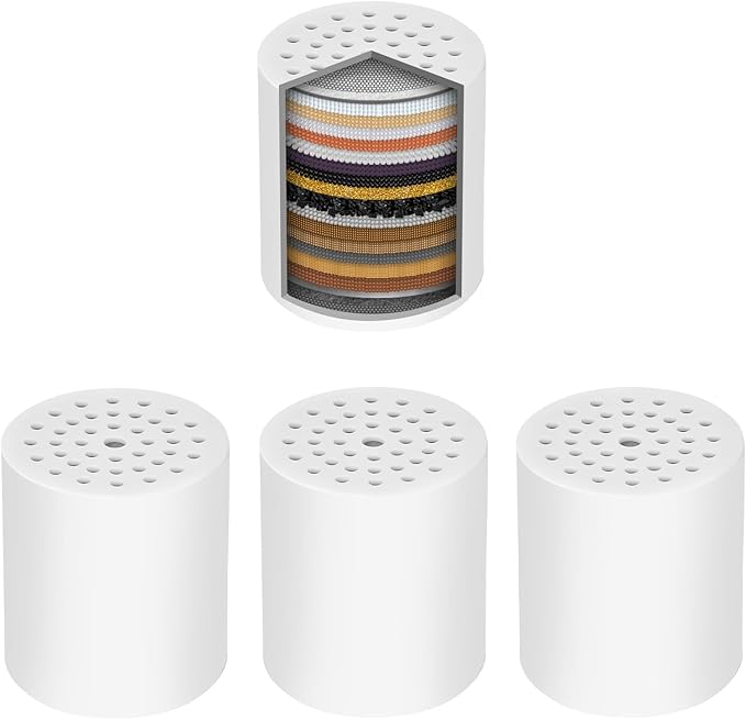 Universal Shower Filter Replacement Cartridge, 4 Pack 20 Stage Shower Head Filter for Hard Water, Microporous Pressurization High output Water Filter Compatible Similar Design, 10000 Gallons 3 Month