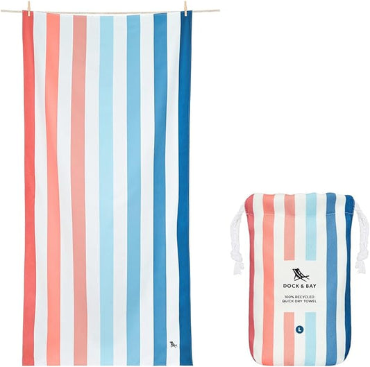 Dock & Bay Beach Towel - Quick Dry, Sand Free - Compact, Lightweight - 100% Recycled - Includes Bag - Summer - Sand to Sea, Extra Large (200x90cm, 78x35)