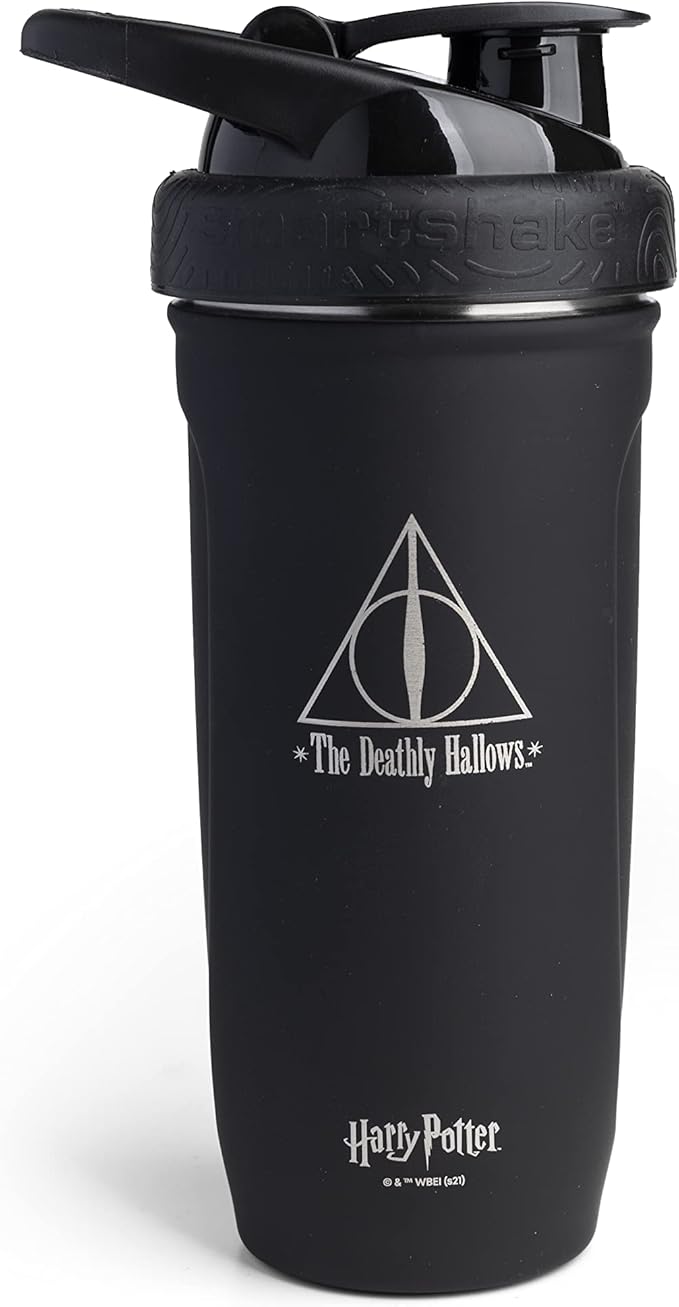 Smartshake Reforce Stainless Steel Harry Potter Deathly Hallows Style Shaker Bottle (900 ML /30oz) | Lightweight Resistance Sports Shaker Bottle with a Soft Lid | Leakproof, BPA Free & DEHP Free