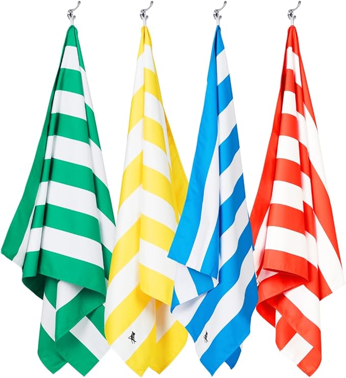 Dock & Bay Beach Towel - Quick Dry, Sand Free - Compact, Lightweight - 100% Recycled - Includes Bag - Cabana - Set A (4), Large (160x90cm, 63x35)