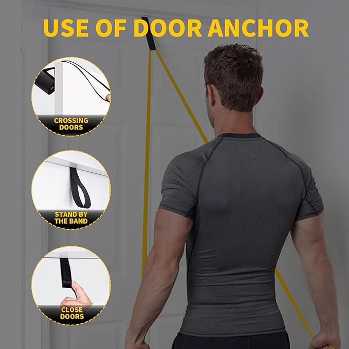 Resistance Bands for Working Out, Pull Up Bands for Men Women, Thick Heavy Resistance Band Set with Door Anchor, Elastic Exercise Bands for Body Stretching, Physical Therapy, Home Workouts