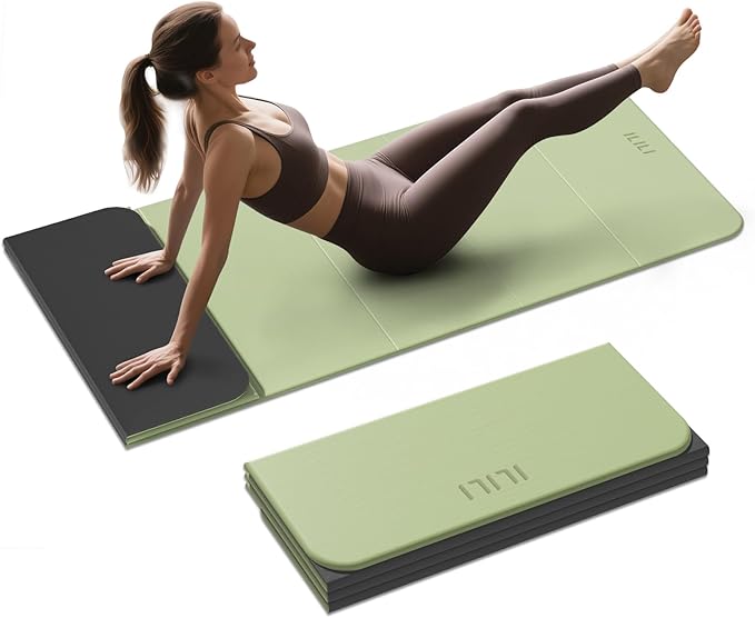ILILI Foldable Yoga Mat, 10mm Thick, TPE Material, Extra Long 75"L x 26"W, Soft and Comfortable Folding Mat 0.4 Inches, Easy to Carry and Store, 190*66cm Portable Multi-Functional Use for Yoga, Home Exercise & Outdoor