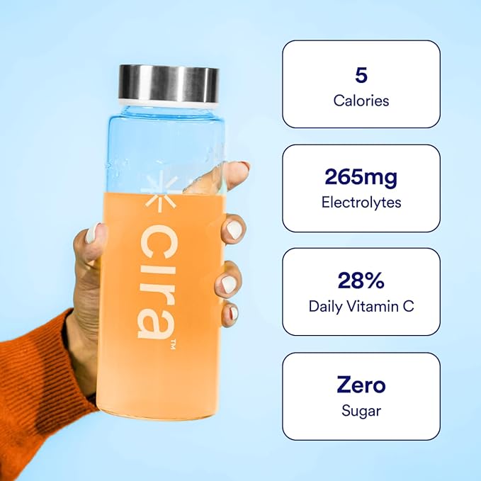 Cira Hydration Powder (45 Servings) - Natural Electrolyte Powder & Drink Mix, Naturally Flavored & Sweetened with Stevia & Himalayan Salt - Peach Mango