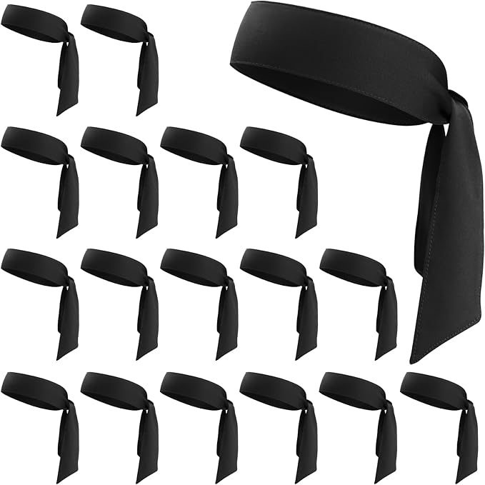 ONUPGO 18Pcs Head Ties for Men Women, Adjustable Headbands Sports Sweatband Ninja Ties Head Band, Sweat Wicking Workout Headband for Sports, Running, Tennis, Yoga, Soccer, Karate