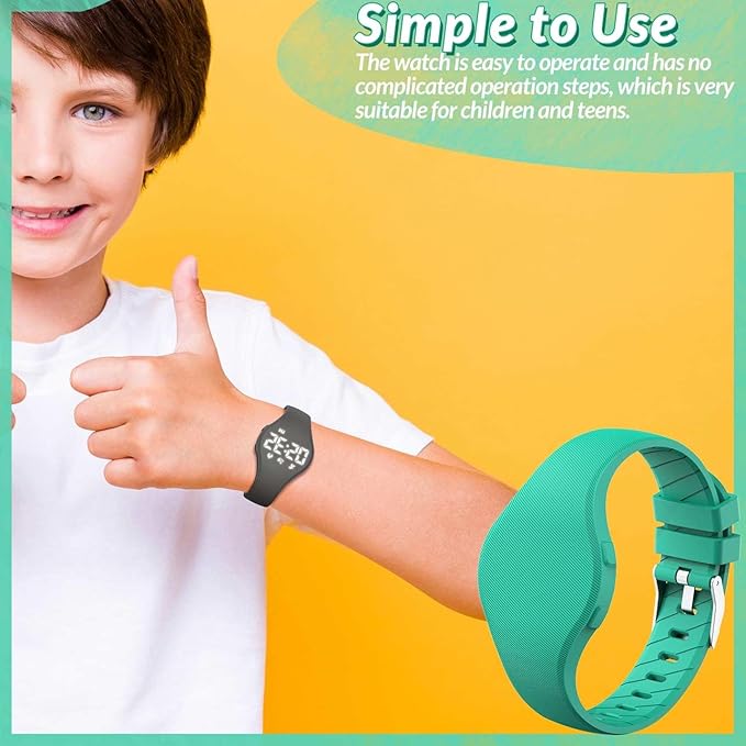 Kids Led Fitness Tracker Watch for Boys Girls, No App, Digital Sport Wristwatch, Waterproof, with Pedometer Alarm Clock, for Teens Children Students Ages 5-16 (deep Green)