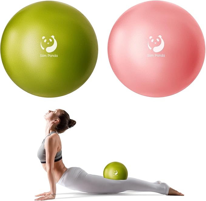 Slim Panda Pilates Ball, 9 Inch Small Exercise Ball, Anti Burst Mini Yoga Ball for Stability, Workout, Barre, Core Strength, Physical Therapy, Balance, Stretching
