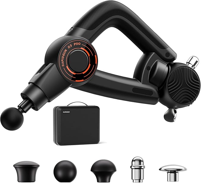 R3 Pro 3-in-1 Massage Gun with Vibration - 18mm Amplitude & 6500RPM Deep Tissue Percussion Massager for Pain Relief in Back, Shoulder, Leg - Gift for Athletes