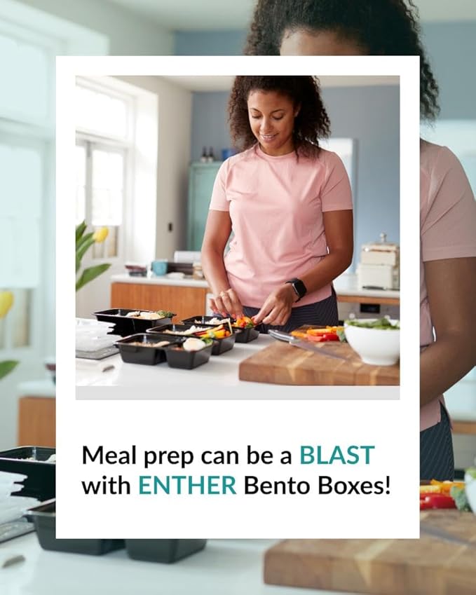 Enther Meal Prep Containers [12 Pack] 3 Compartment with Lids, Food Storage Bento Box | BPA Free | Stackable | Reusable Lunch Boxes, Microwave/Dishwasher/Freezer Safe,Portion Control (36 oz)