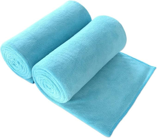 JML Extra Large Bath Towels, Microfiber Bath Sheet Towel 2 Pack 35" x 70", Oversized, Soft, Super Absorbent and Fast Dry for Adult, Body, Sport, Fitness, Yoga, Aquamarine