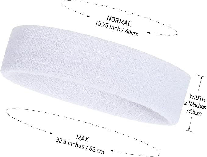 ONUPGO 6 Pieces Sweatbands Set - Sports Headbands Wristbands for Men & Women,Cotton Terry Cloth Sweatband for Tennis,Basketball,Gym,Working Out - Moisture Wicking Elasticity