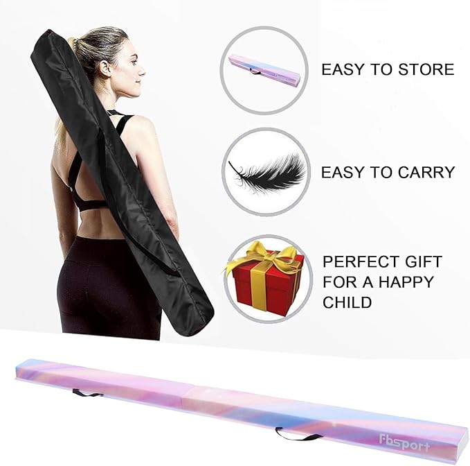 FBSPORT 8ft/6ft Balance Beam: Folding Floor Gymnastics Equipment for Kids Adults,Non Slip Rubber Base, Gymnastics Beam for Training, Practice, Physical Therapy and Professional Home Training