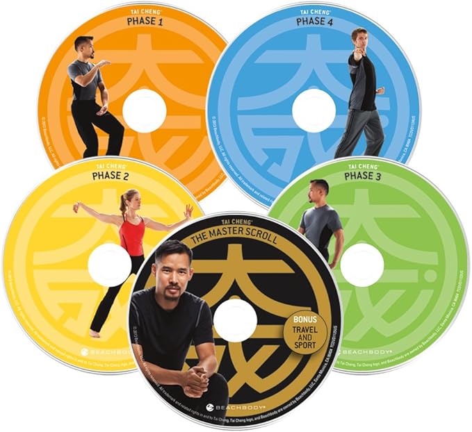 Beachbody Tai Cheng DVD Workout - Base Kit, Tai Chi Exercise Videos, Martial Arts Strength Training Guide, Includes Nutrition Food Plan, Foam Roller, Resistance Band