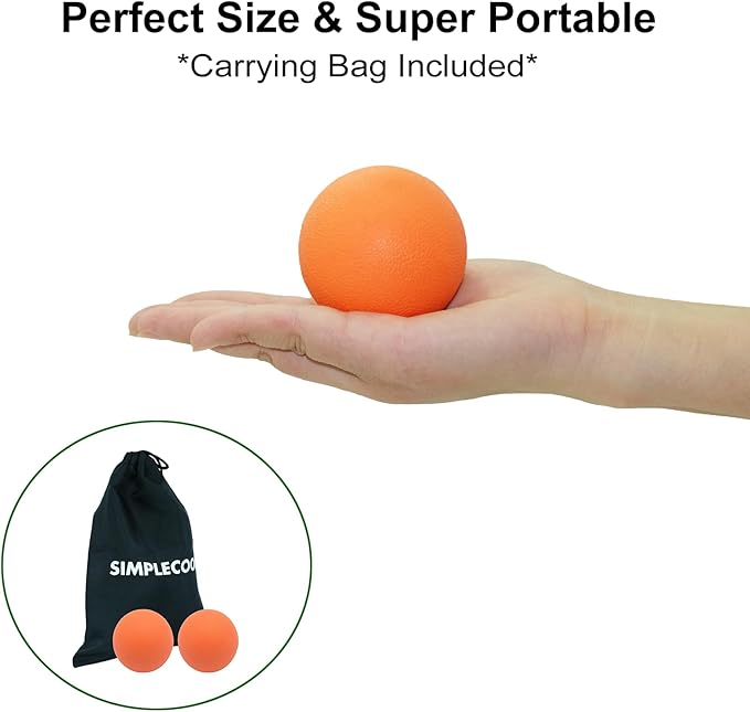 Hard Lacrosse Ball Massage Ball Therapy. Firm Trigger Point Massager Tool for Deep Tissue Yoga Physiotherapy Myofascial Release Muscle Relax Plantar Fasciitis Pain Relief (2 Pack) (Orange)