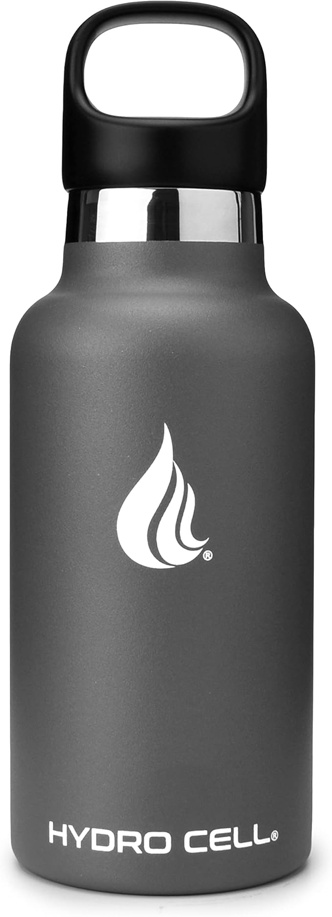 HYDRO CELL Stainless Steel Water Bottle with Straw & 2 Standard Mouth Lids (32oz 24oz 20oz 16oz) Keeps Liquids Hot or Cold w/Double Wall Vacuum Insulated Leak Proof Sport Design (Graphite 16oz)