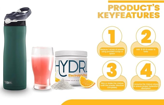 Electrolyte Hydration Powder for Keto (50 days Serving) - Mandarin Orange Electrolyte Drink Mix Hydration Powder - Low Carb - Carnivore - Potassium - Electrolyte Powder Recovery Drink - No Leg Cramps