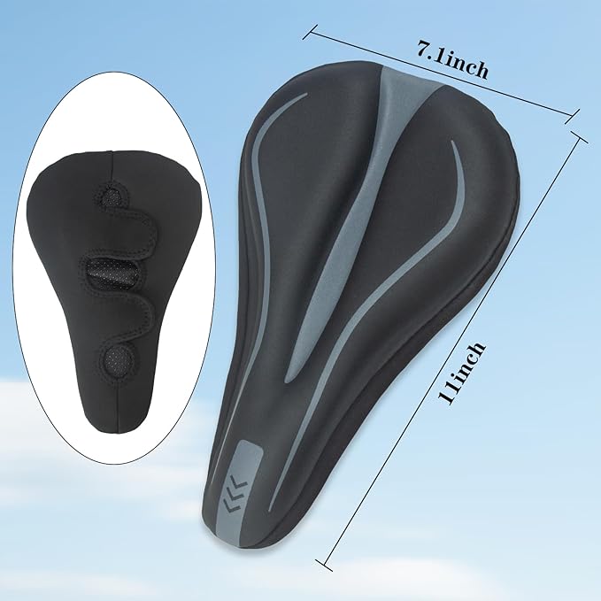Bike Seat Cover Bicycle Saddle Cushion,Gel Padded Bike Seat Cover for Men Women,Bike Seat Cushion Fit for Stationary,Exercise,Road,Mountain Bike