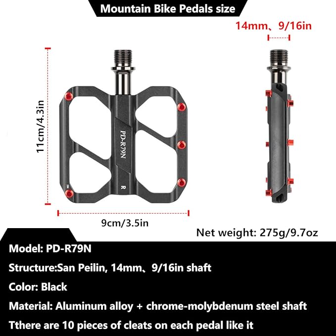 Road Bikes Pedal, CNC Machined Aluminum Alloy Body Bicycle Pedals Non-Slip Ultralight 9/16 inch 3 Bearings Design for Mountain BMX MTB Bike Cycling Road Bike Pedals