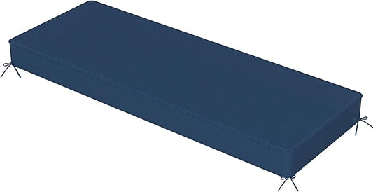 Sundale Outdoor Olefin Bench Cushion， Water-Resistant Patio Couch Cushion, Loveseat Sofa Pad with Straps Dark Blue, 59 x 18 x 4 Inches