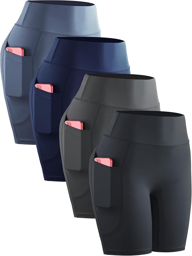 CADMUS Women's High Waist Spandex Yoga Shorts for Bike Running Two Side Pockets