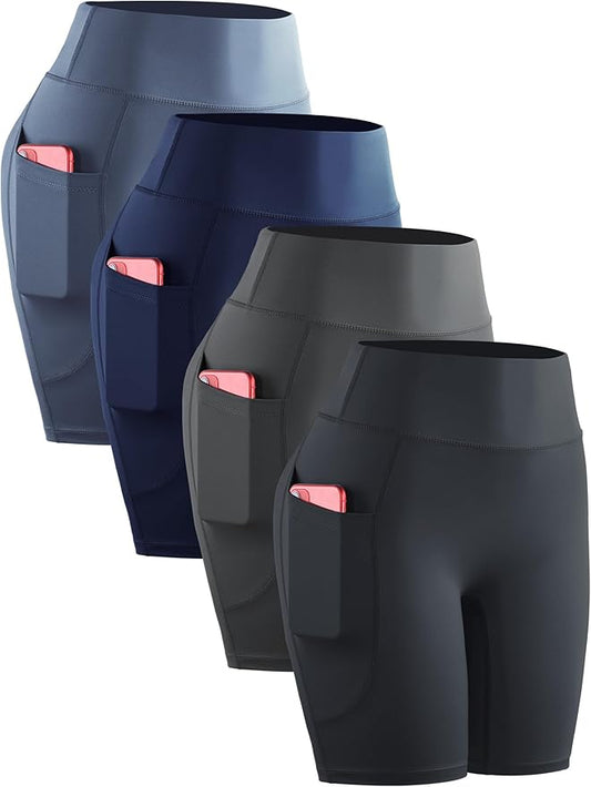 CADMUS Women's High Waist Spandex Yoga Shorts for Bike Running Two Side Pockets