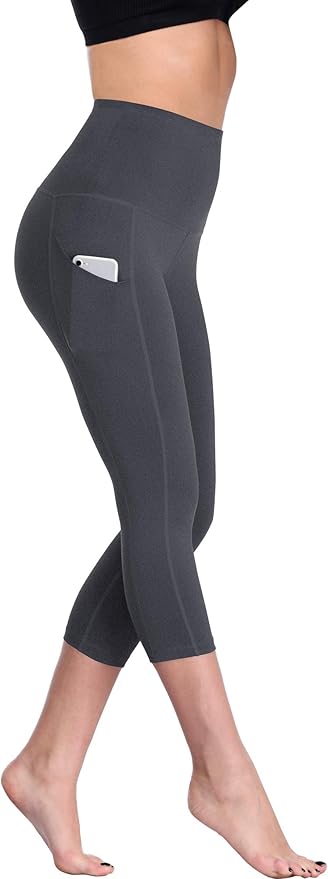 NELEUS Women's Tummy Control High Waist Capri Running Leggings Yoga Pants with Pocket