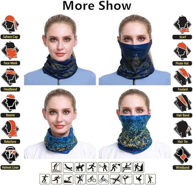 Headband Neck Gaiter Head Wrap Headwear Face Mask Magic Scarf Bandana for Men and Women