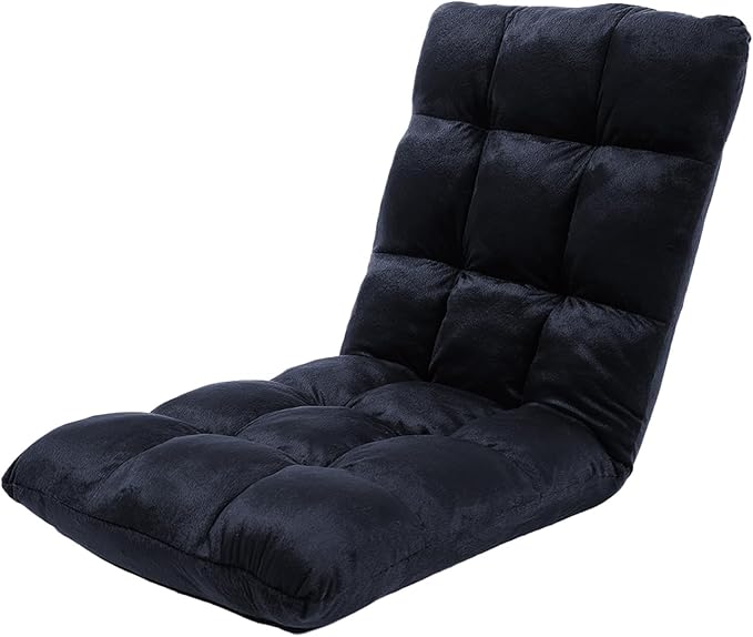 FLOGUOR Indoor 5-Position Adjustable Floor Chair with Back Support Folding Padded Gaming Sofa Chair, Lounge Chair for Adults Video Gaming, Perfect for Meditation, Reading QL050-BK