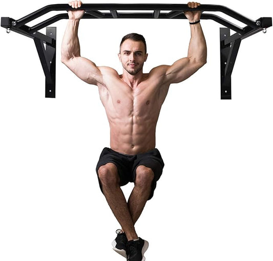 PLKO Wall Mount Pull Up Bar Wall Mounted Body Press Pull Up Bar Gym Chin-Up for Upper Body Workout