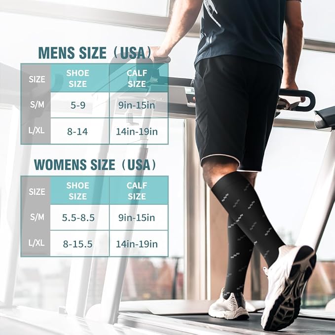 BLUEENJOY Copper Compression Socks for Women & Men (6 pairs) - Best Support for Nurses, Running, Hiking, Recovery