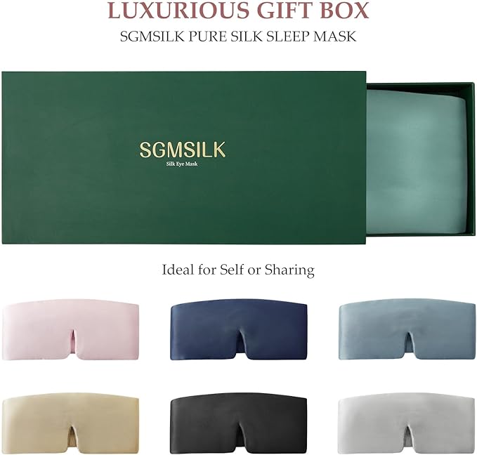 100% Mulberry Silk Sleep Mask, Large Size Travel Eye Masks for Side Sleepers, Adjustable Sleeping Mask for Women and Men, 100% Blackout Eye Mask for Sleeping Soft Pink